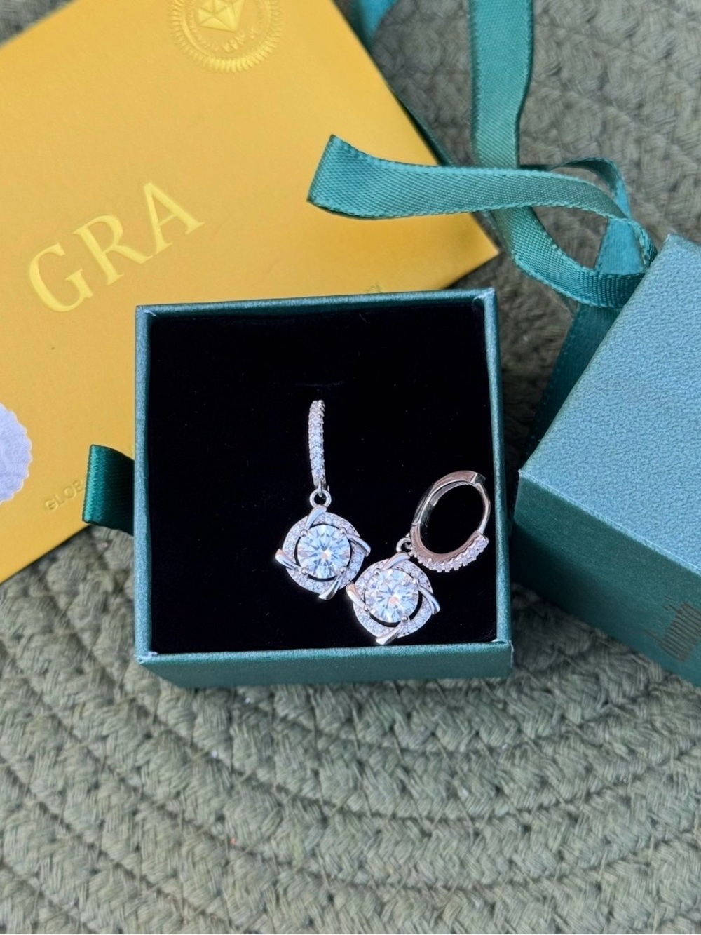 2 Carat Total Moissanite Sterling Silver Drop Earrings - GRA Certified